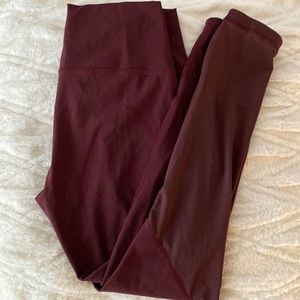 Lululemon Wunder Under Mesh Cutout Leggings size 8 Maroon